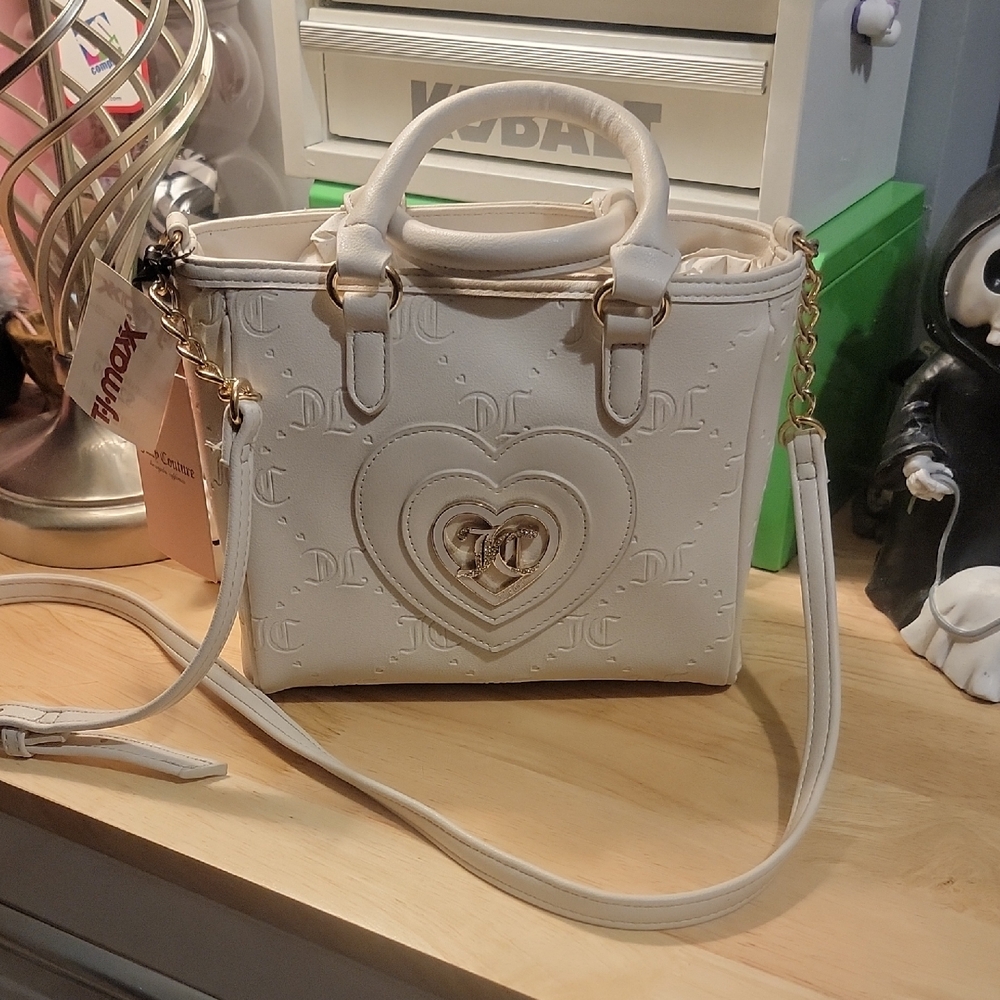 Juicy Couture Cream Crossbody Bag with Gold Accents